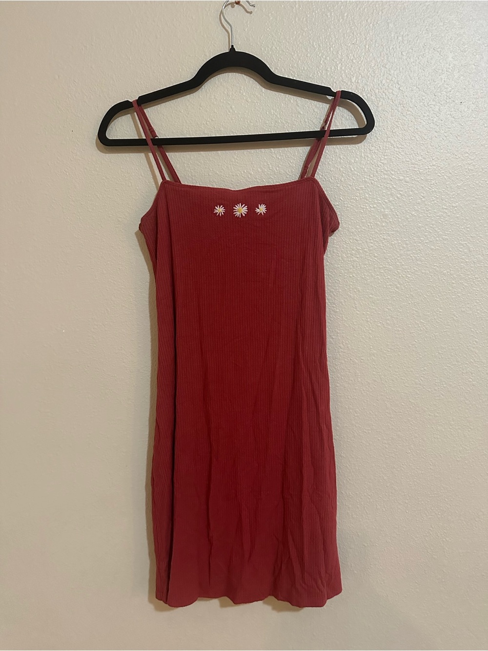 Hollister Red Mini Dress with Daisy Embroidery
